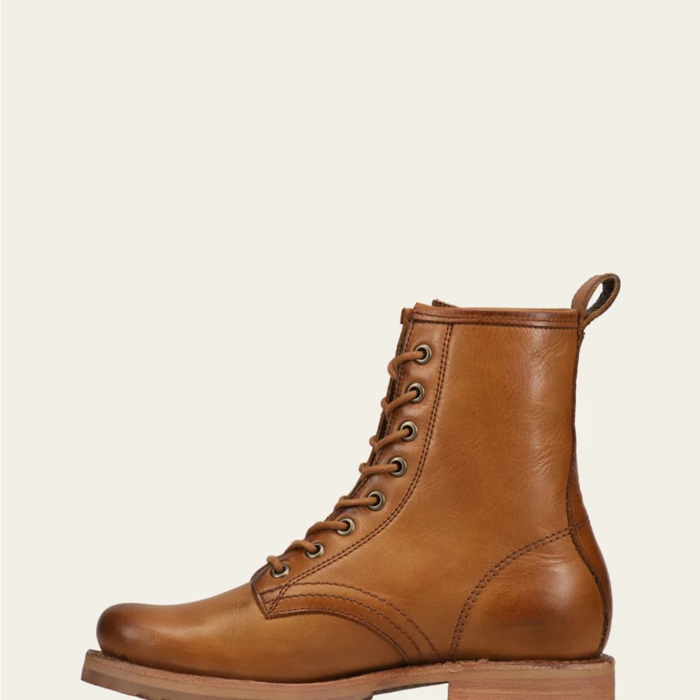 Frye Tan Caramel Leather Veronica Flex Combat Boots size 5.5 - Picture 4 of 14